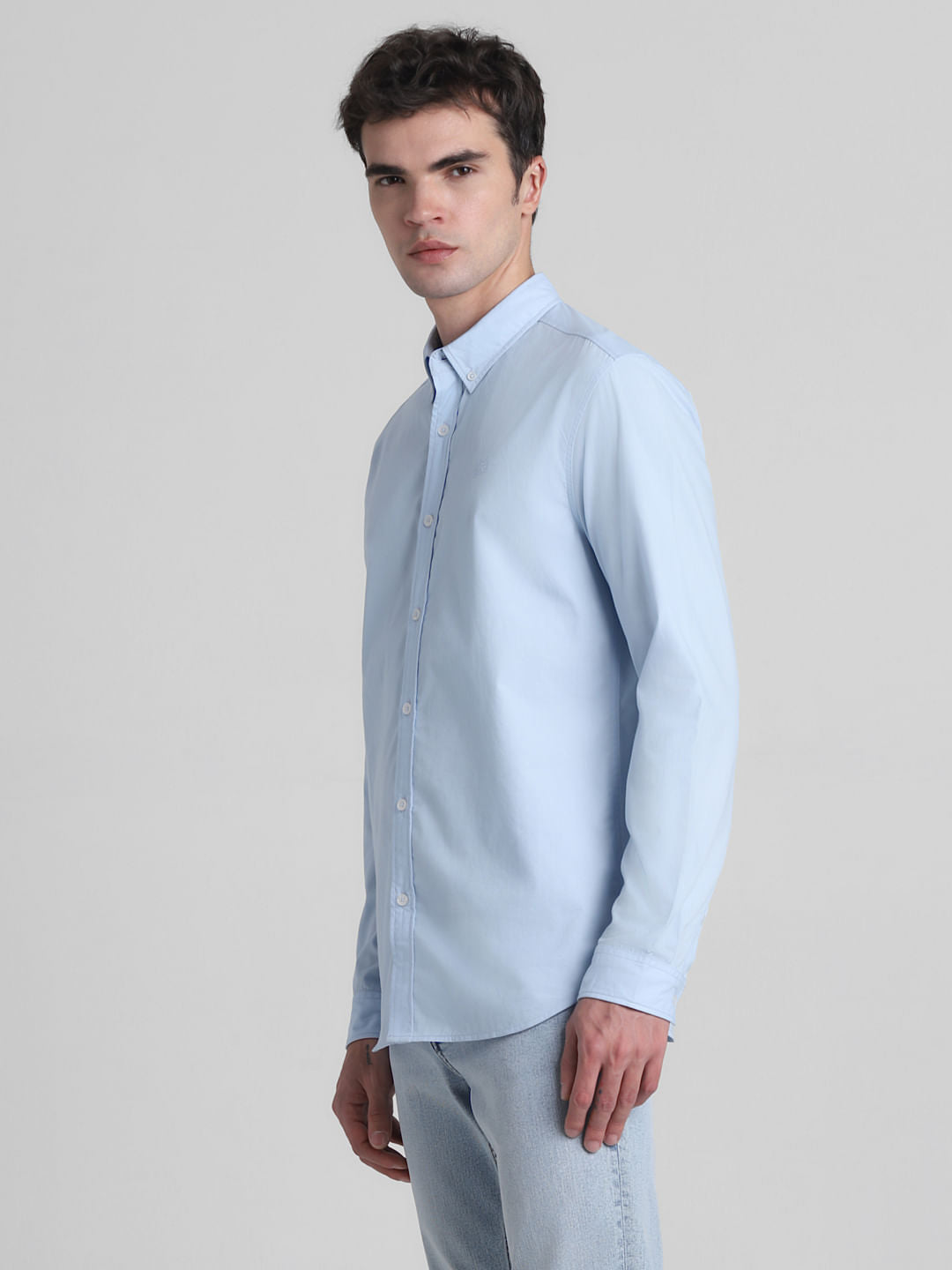 Blue Cotton Full Sleeves Shirt