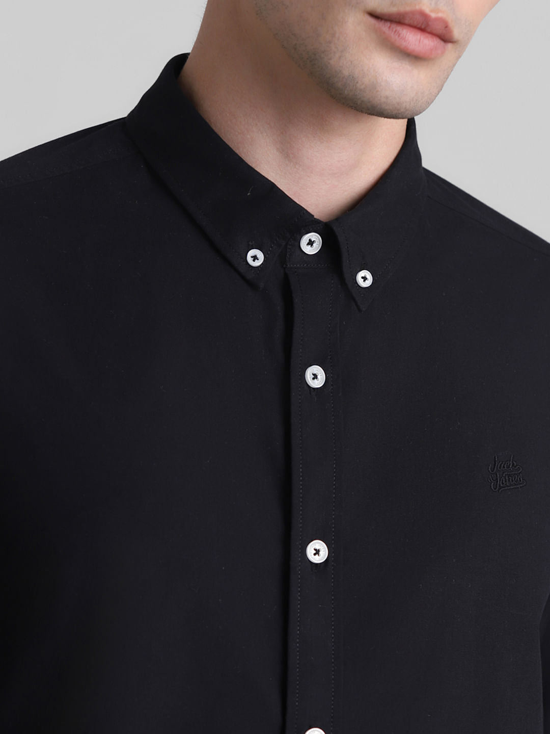 Black Cotton Full Sleeves Shirt