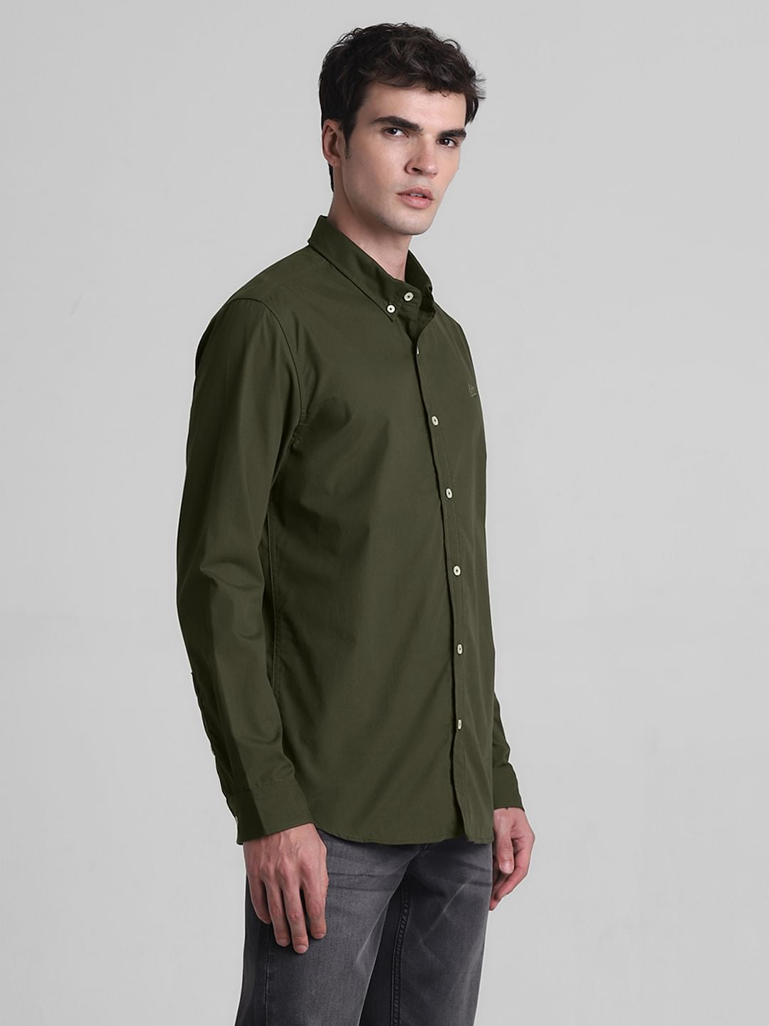Green Cotton Full Sleeves Shirt