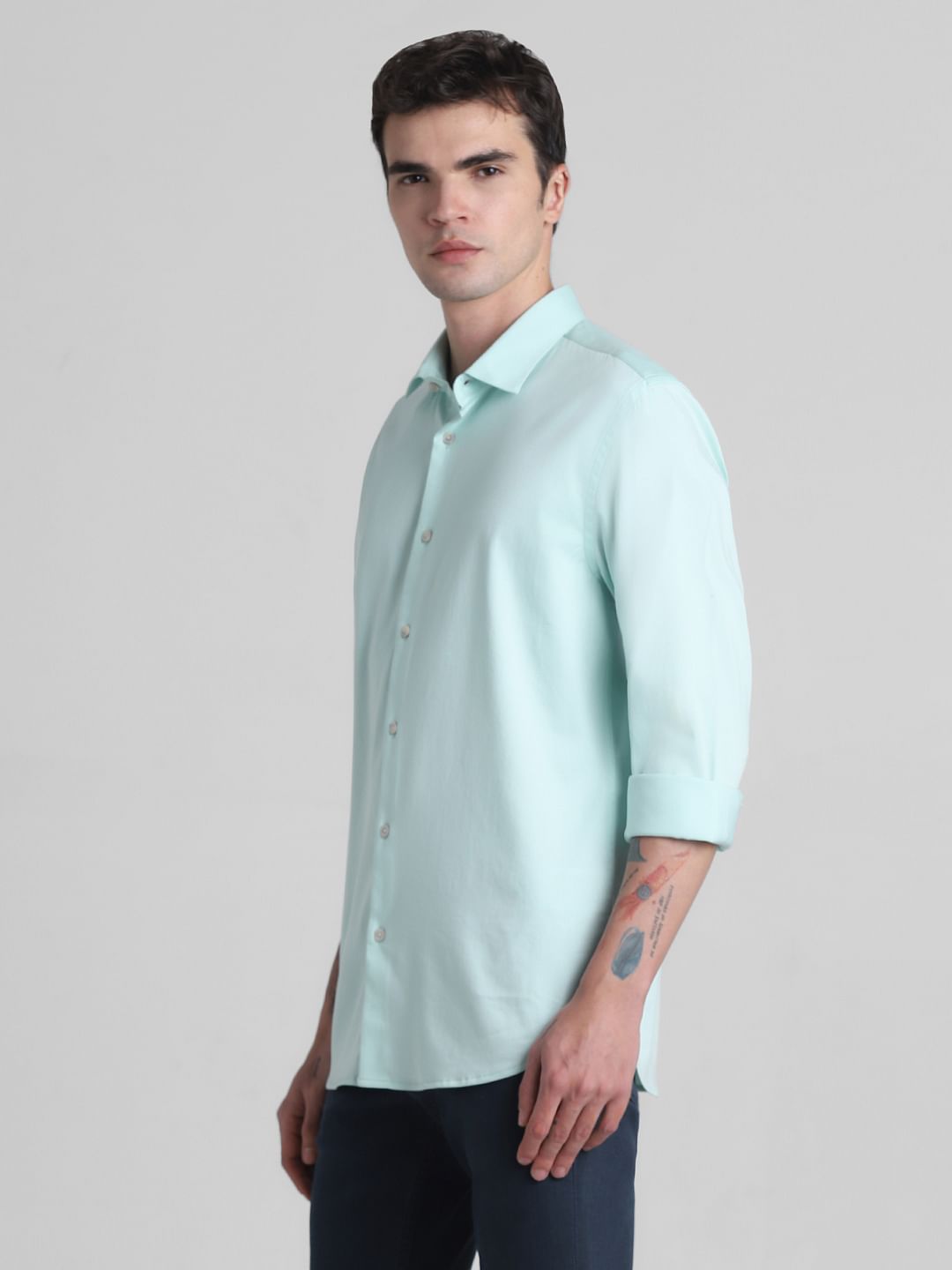 Green Formal Full Sleeves Shirt