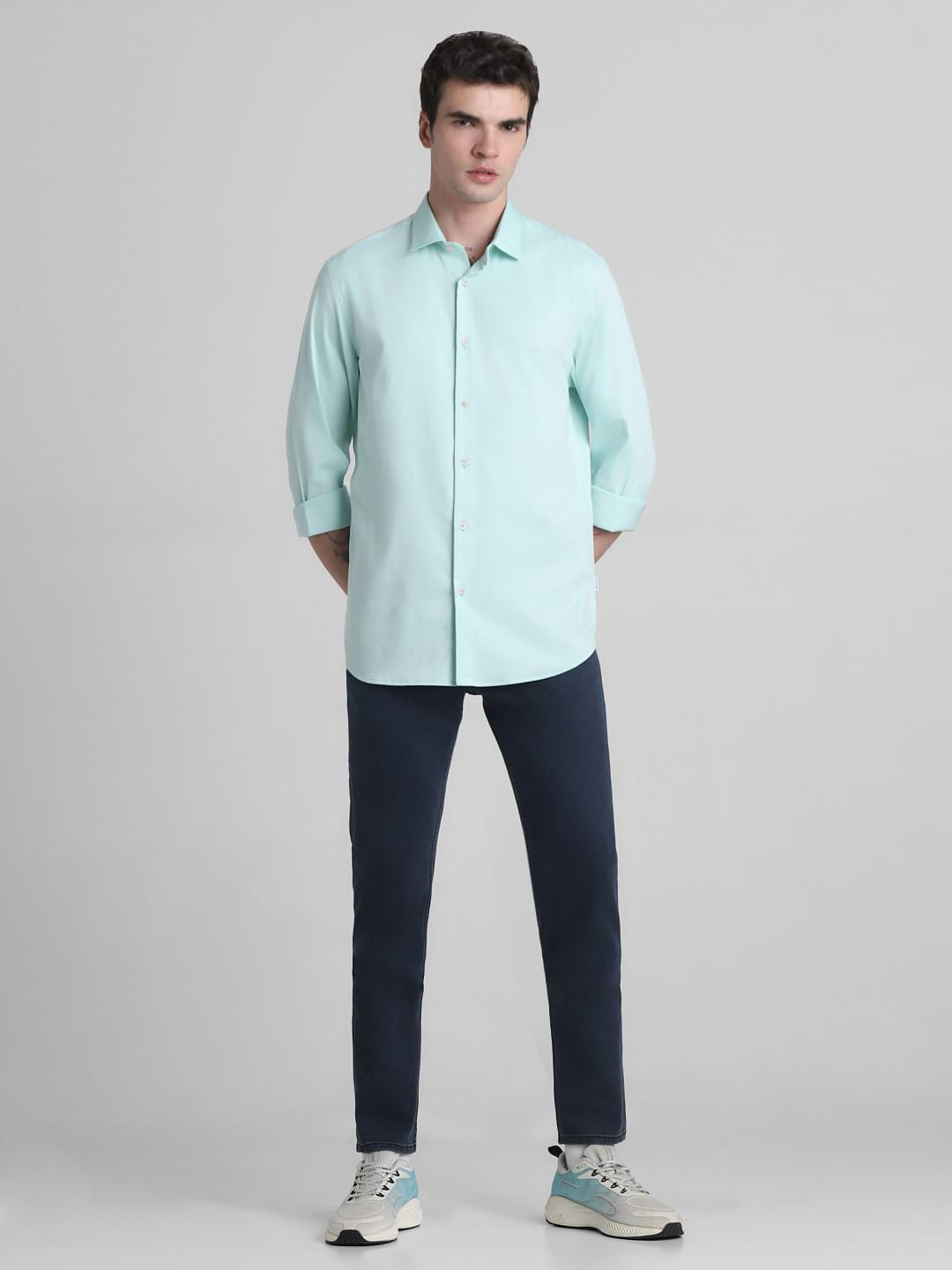 Green Formal Full Sleeves Shirt