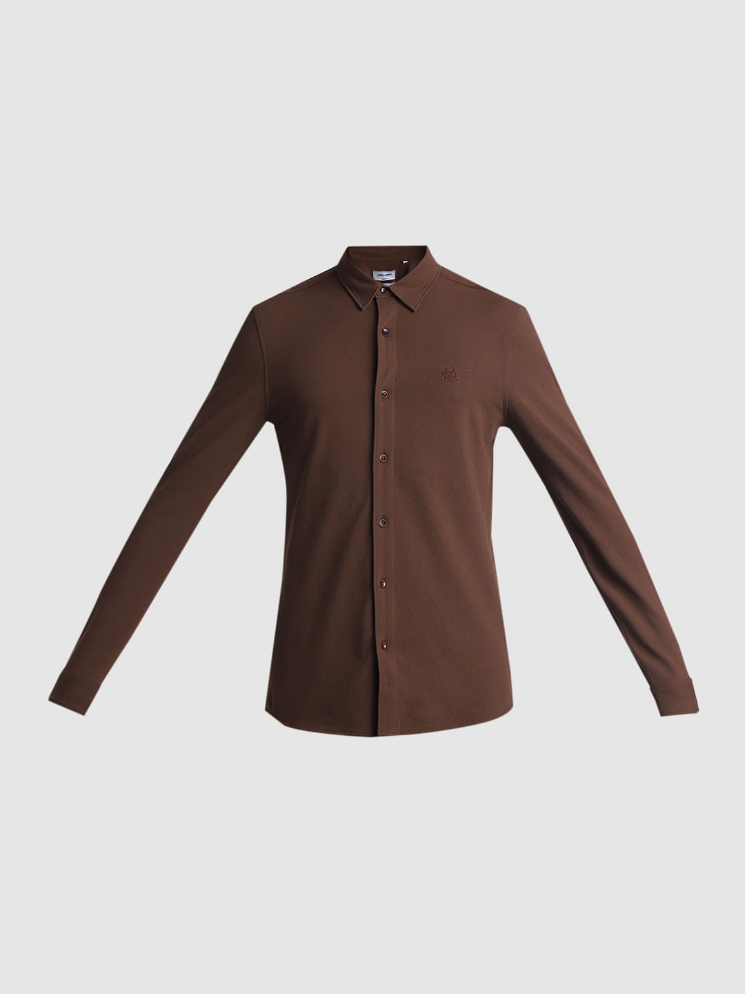 Brown Knitted Full Sleeves Shirt