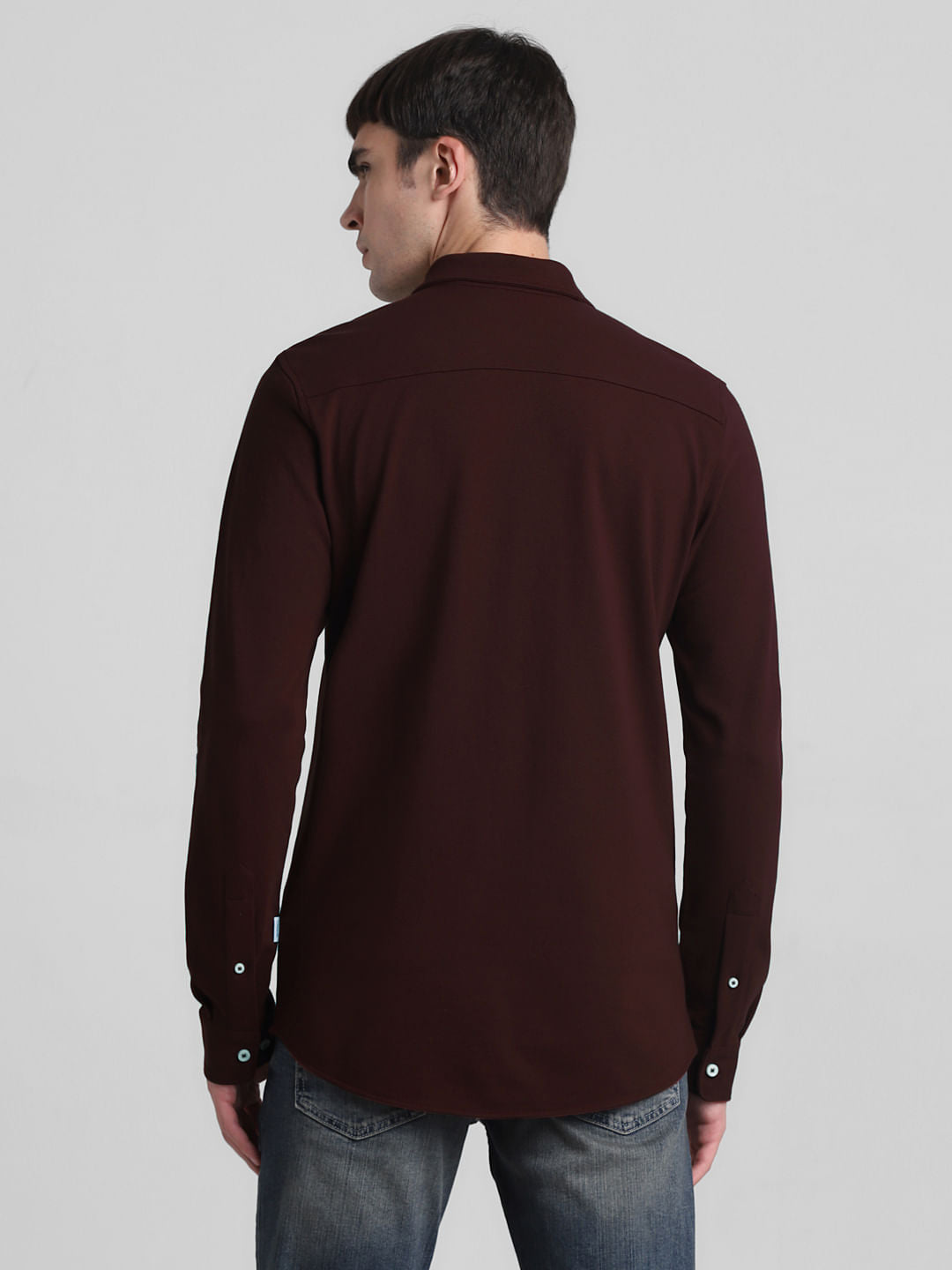 Dark Red Knit Full Sleeves Shirt