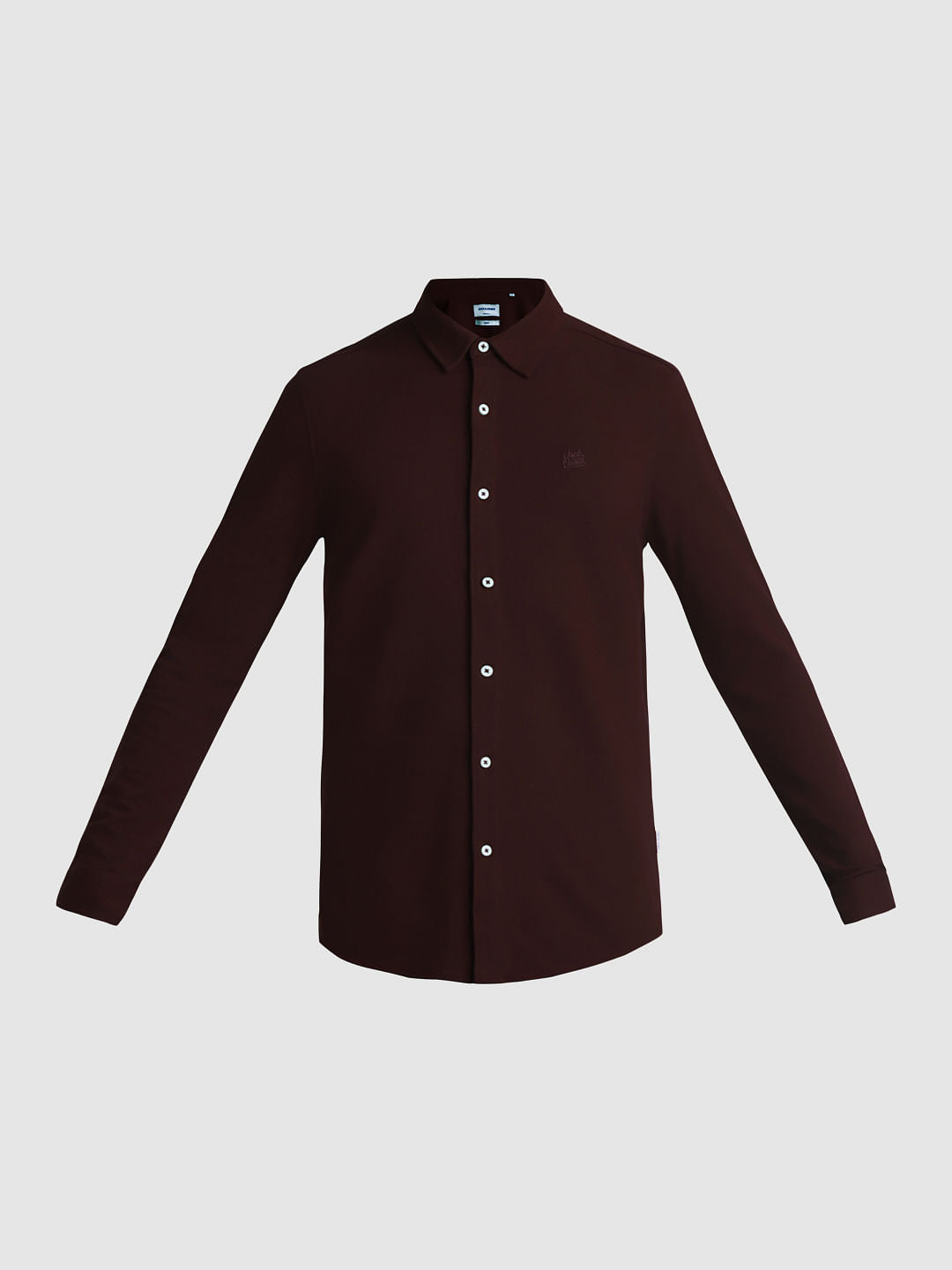 Dark Red Knit Full Sleeves Shirt
