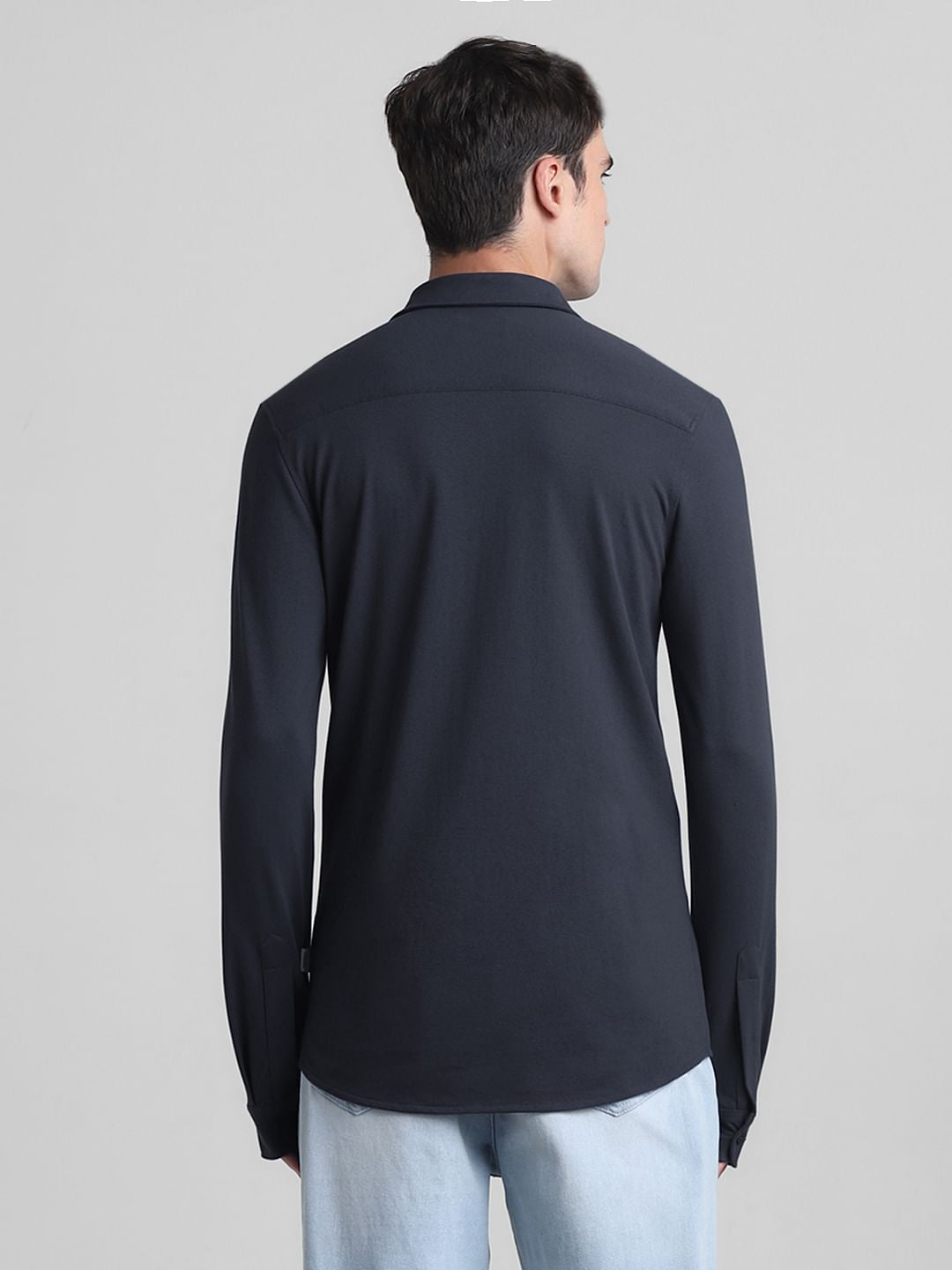 Blue Knitted Full Sleeves Shirt