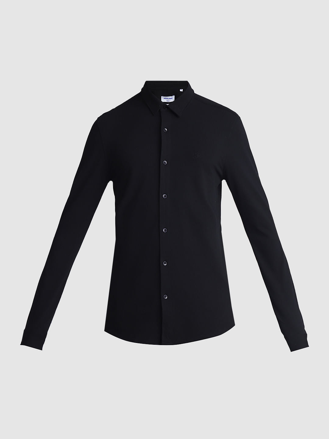 Black Knitted Full Sleeves Shirt