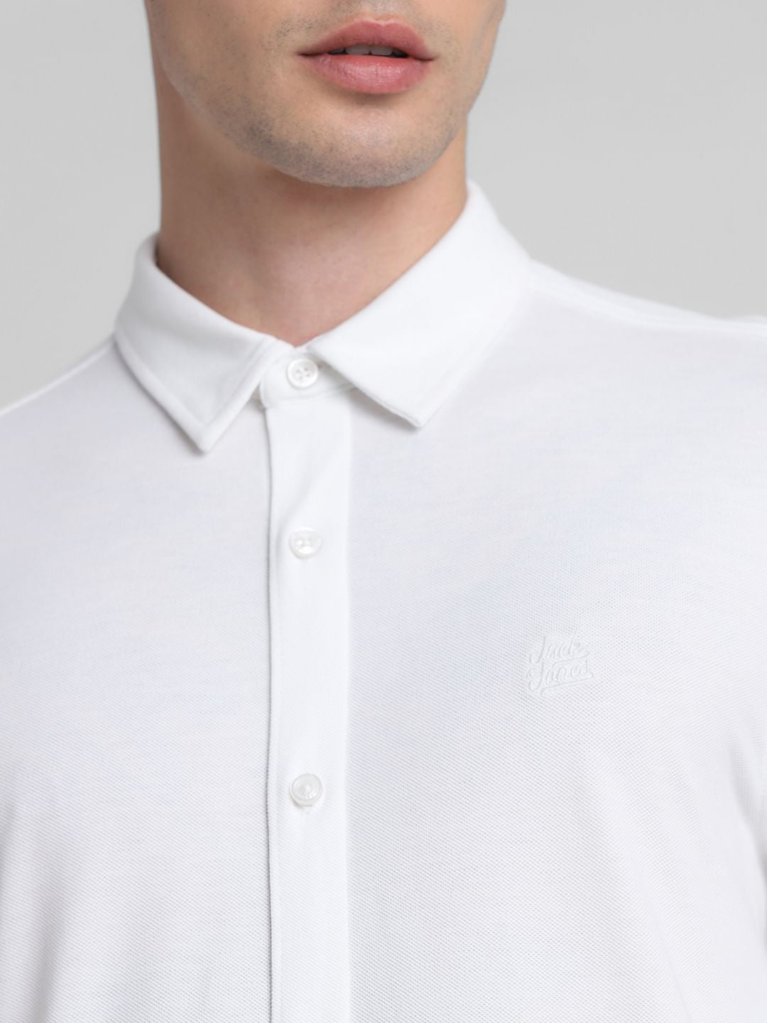 White Knit Full Sleeves Shirt