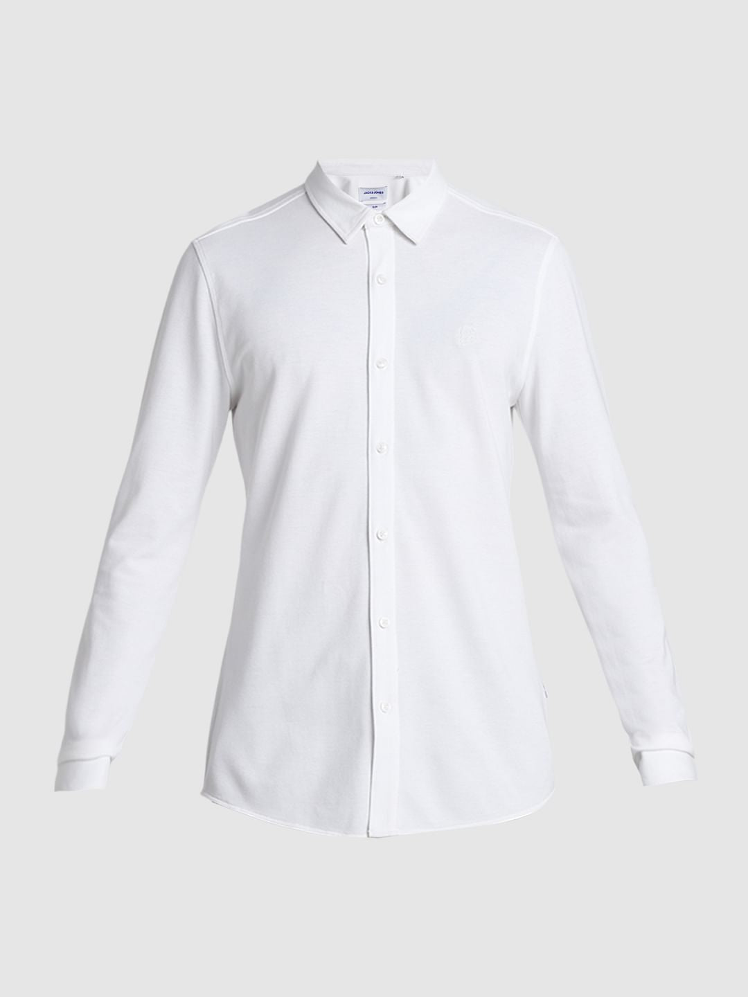 White Knit Full Sleeves Shirt