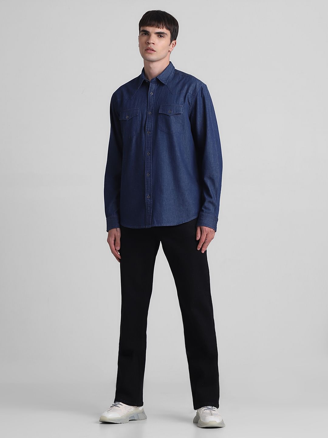 Dark Blue Cotton Denim Shirt