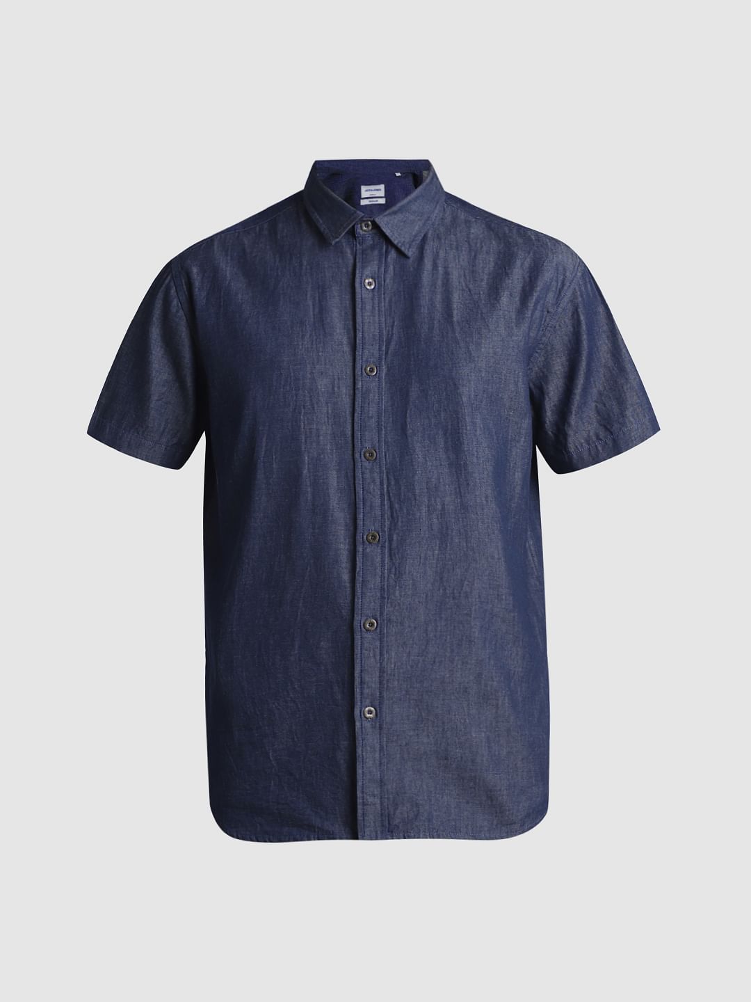 Dark Blue Denim Short Sleeves Shirt