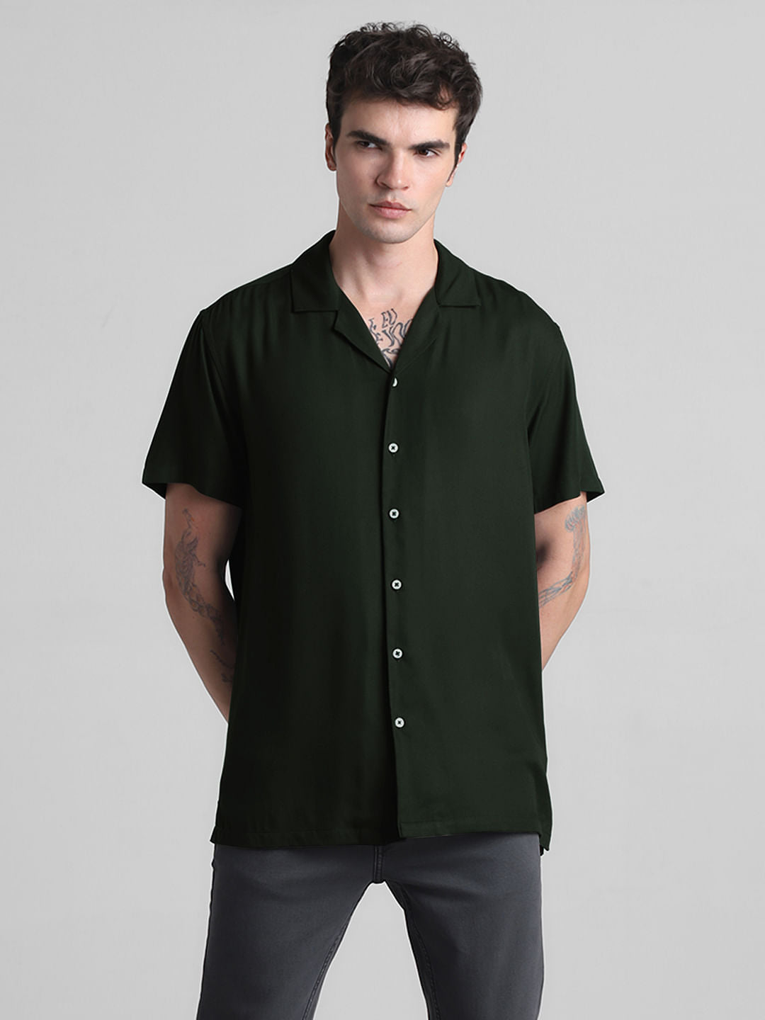 Dark Green Short Sleeves Shirt