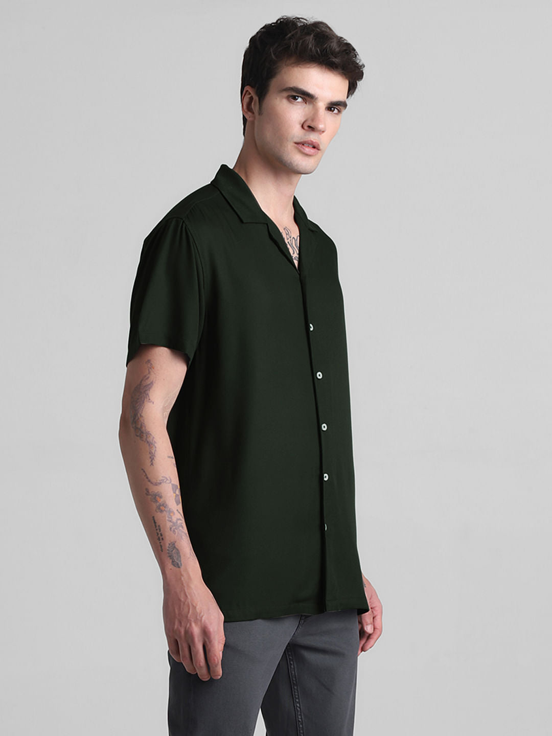 Dark Green Short Sleeves Shirt