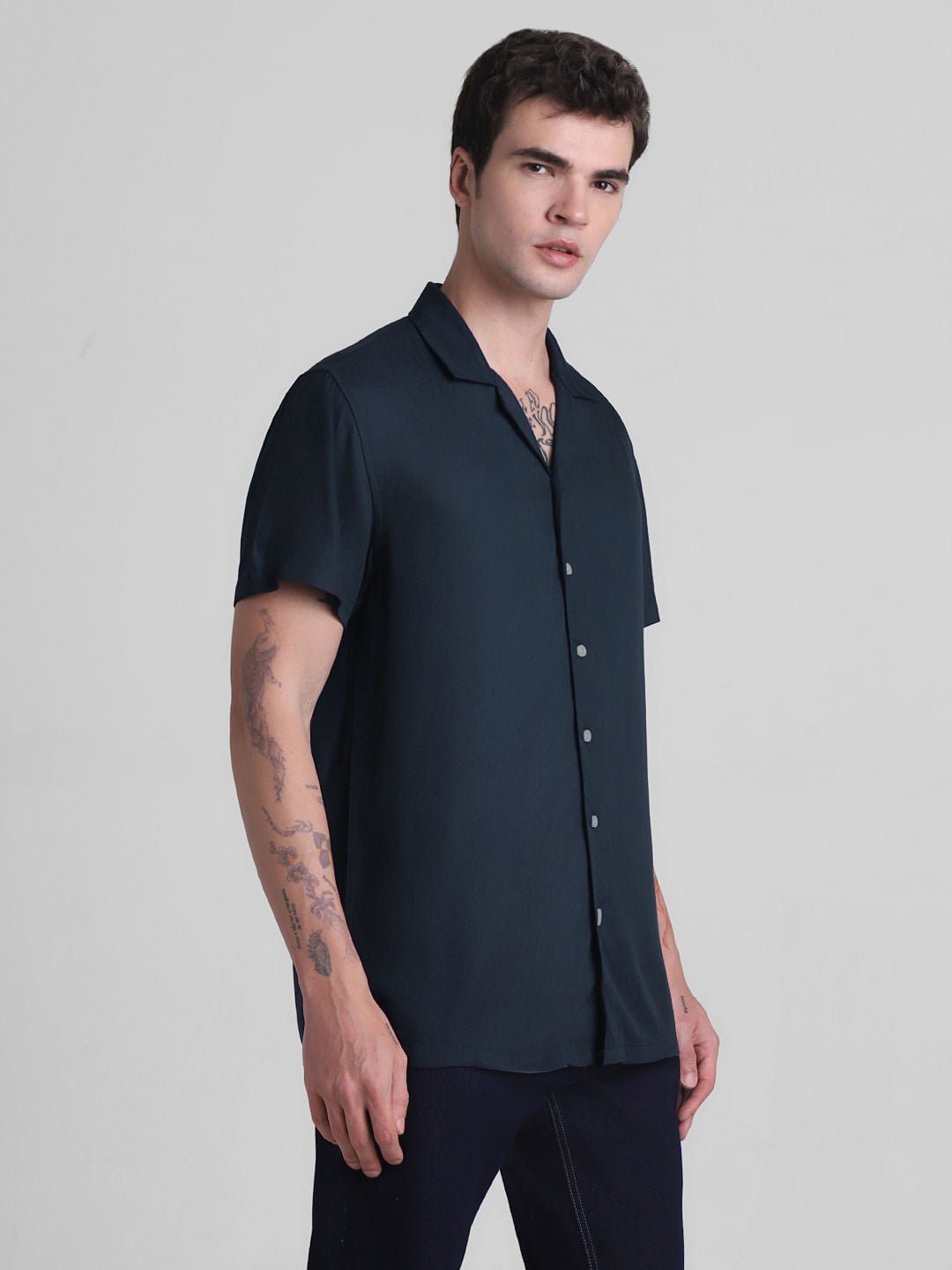 Dark Blue Short Sleeves Shirt