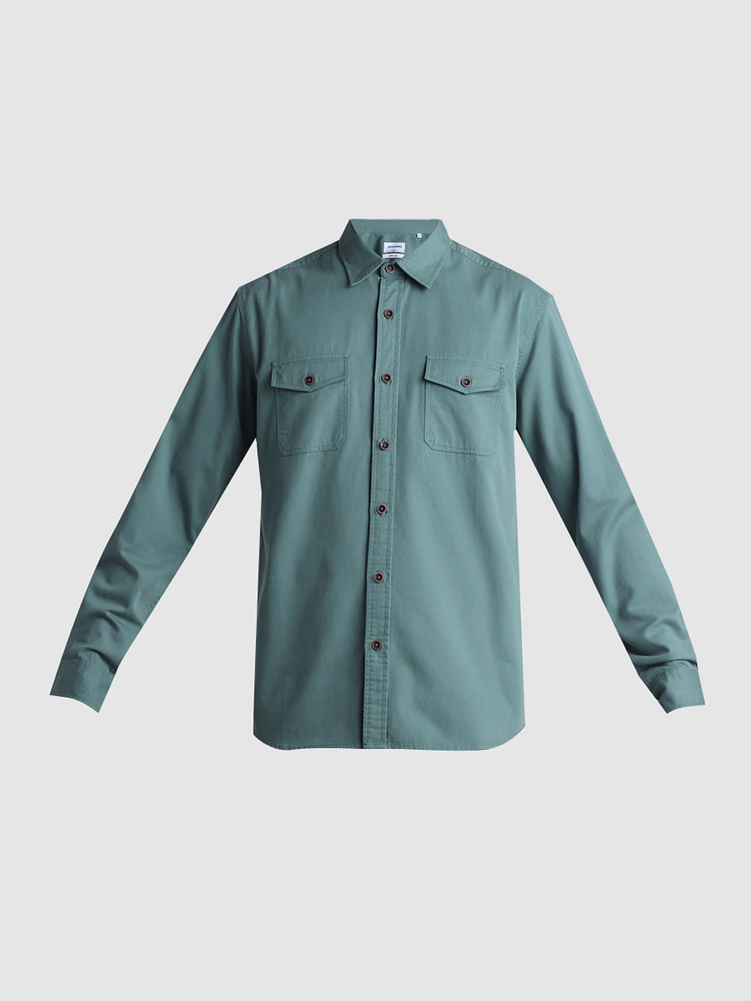 Green Cotton Full Sleeves Shirt