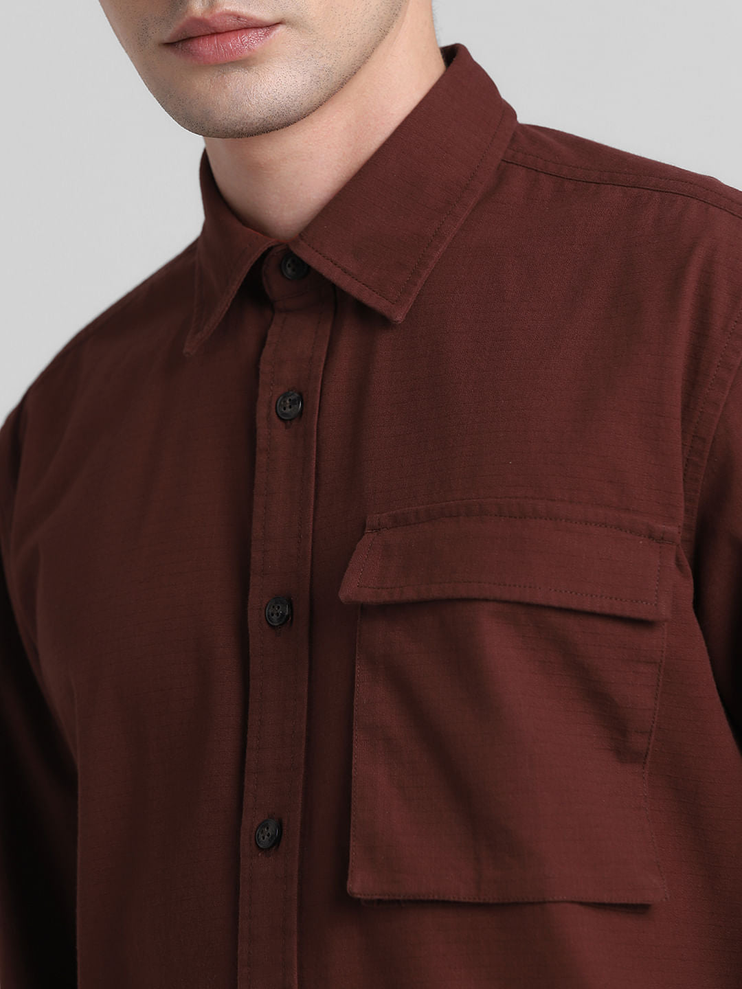 Maroon Cotton Full Sleeves Shirt