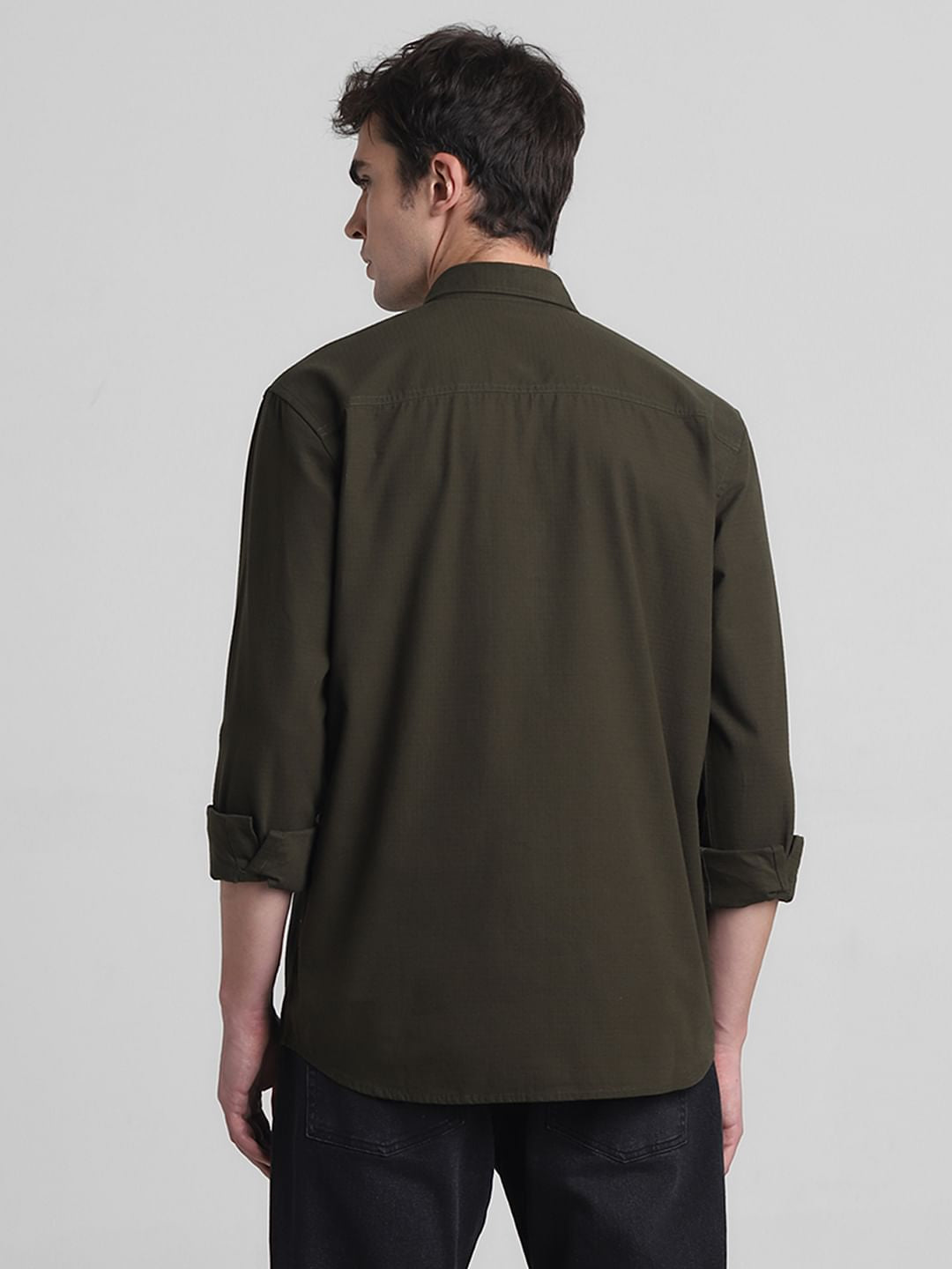Green Cotton Full Sleeves Shirt