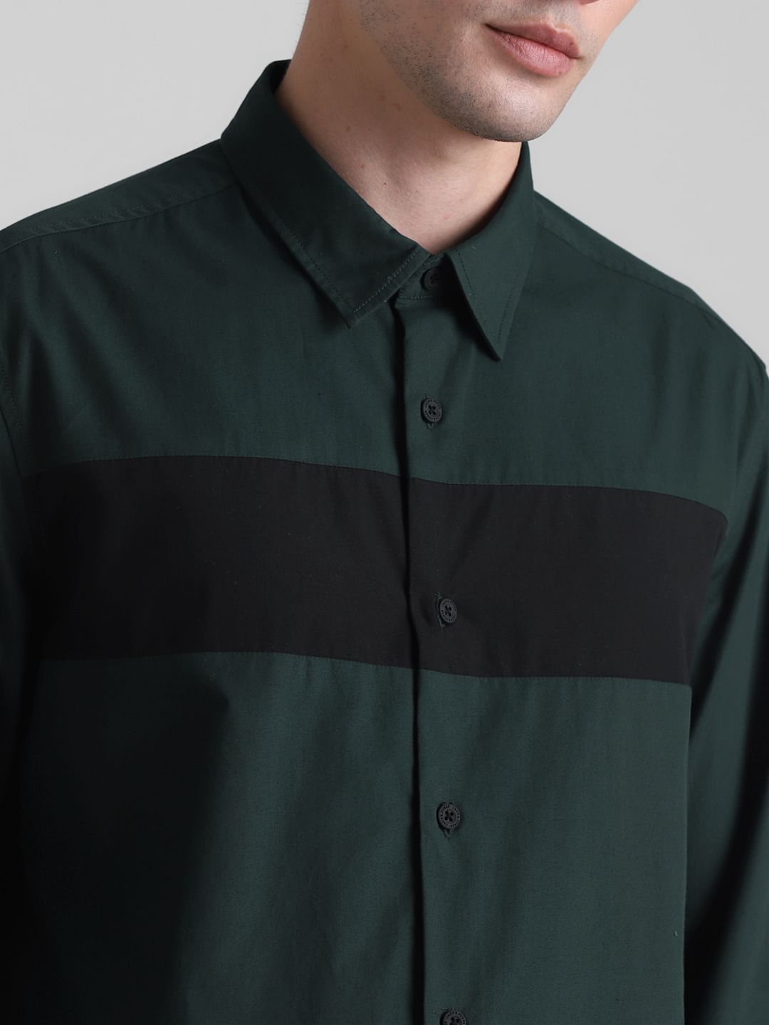 Dark Green Cotton Full Sleeves Shirt