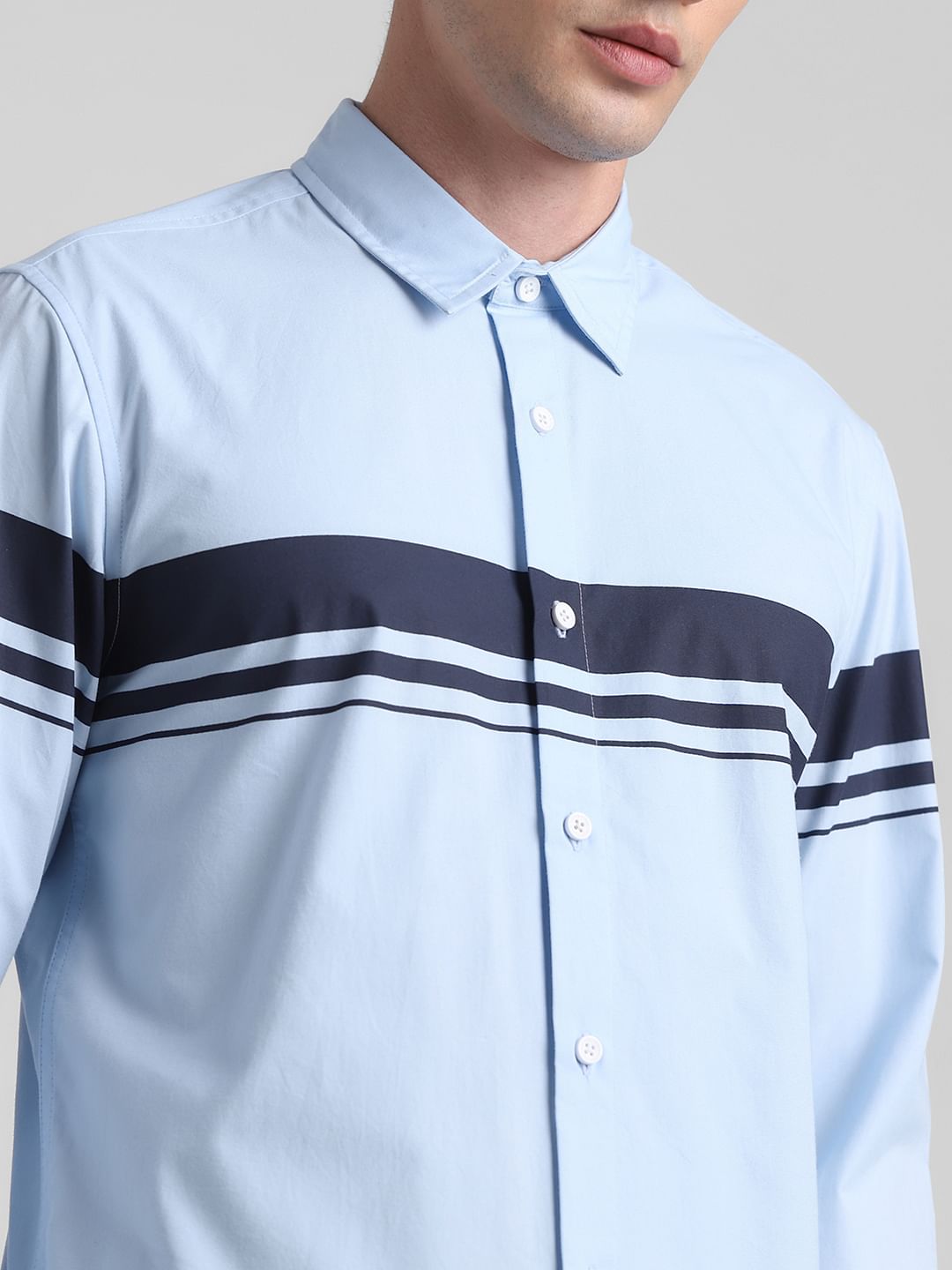 Light Blue Cotton Full Sleeves Shirt
