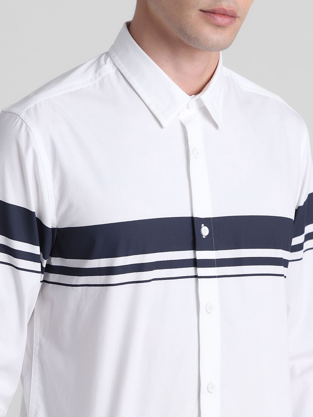White Cotton Full Sleeves Shirt