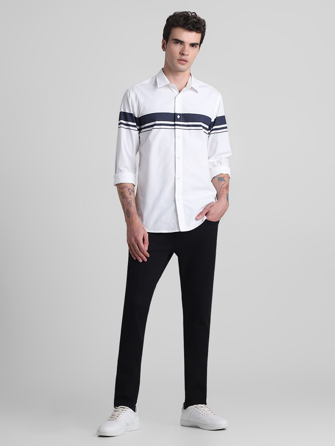 White Cotton Full Sleeves Shirt