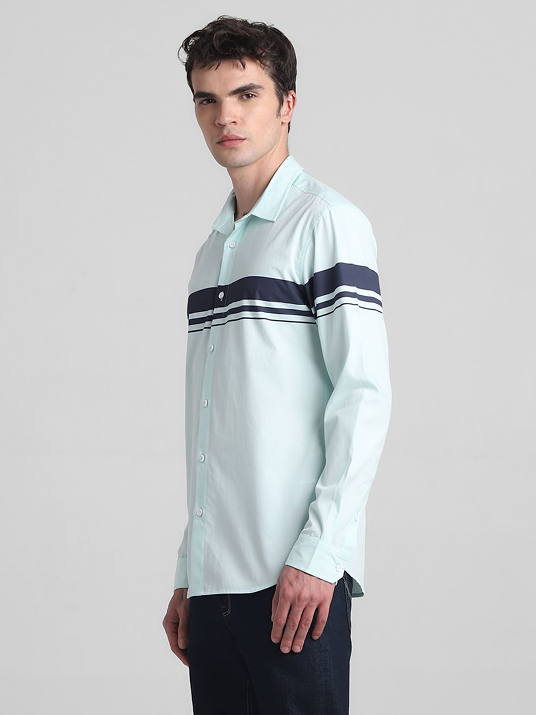 Mint Green Cotton Full Sleeves Shirt