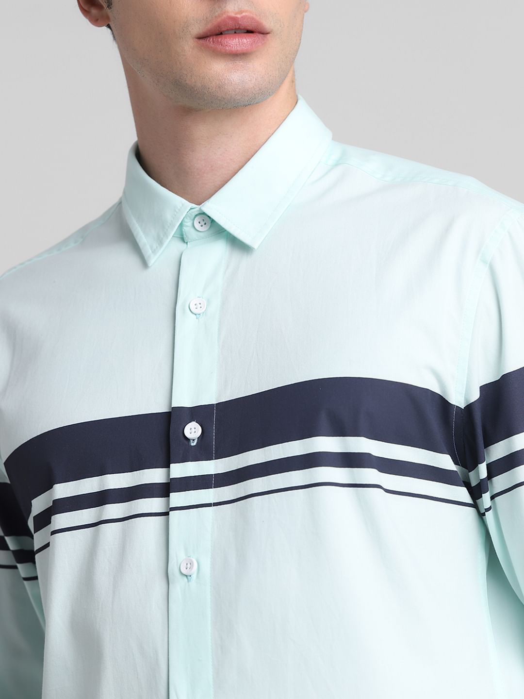 Mint Green Cotton Full Sleeves Shirt