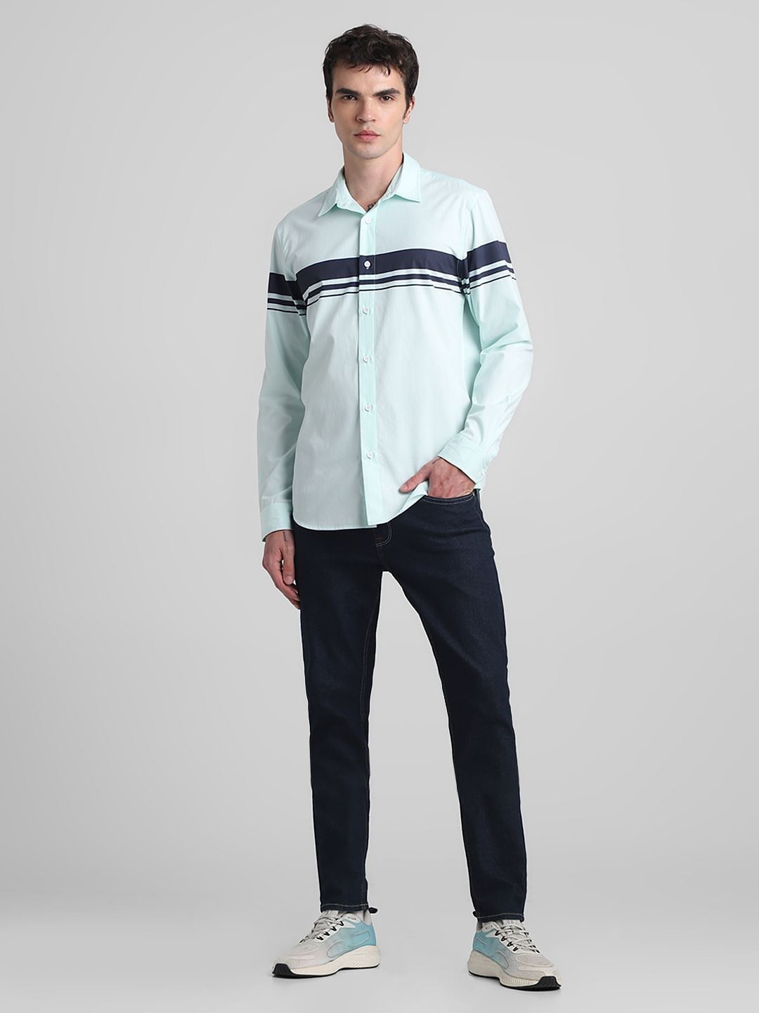 Mint Green Cotton Full Sleeves Shirt