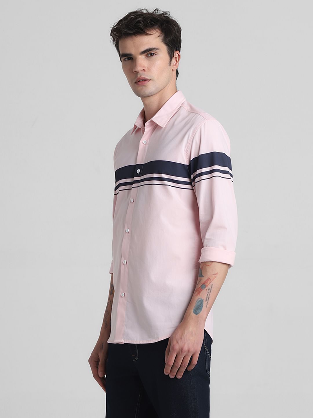 Pink Printed Full Sleeves Shirt