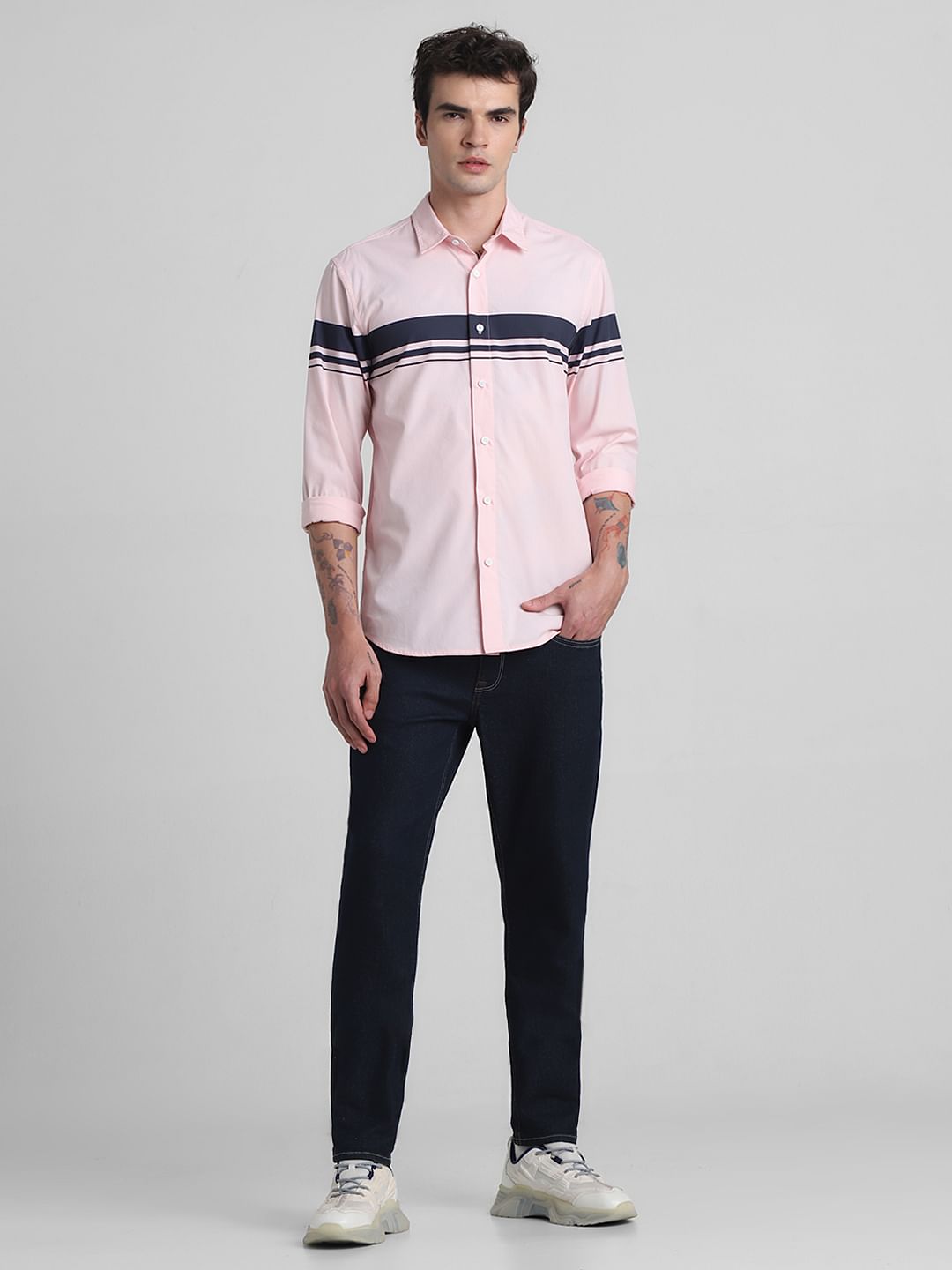 Pink Printed Full Sleeves Shirt