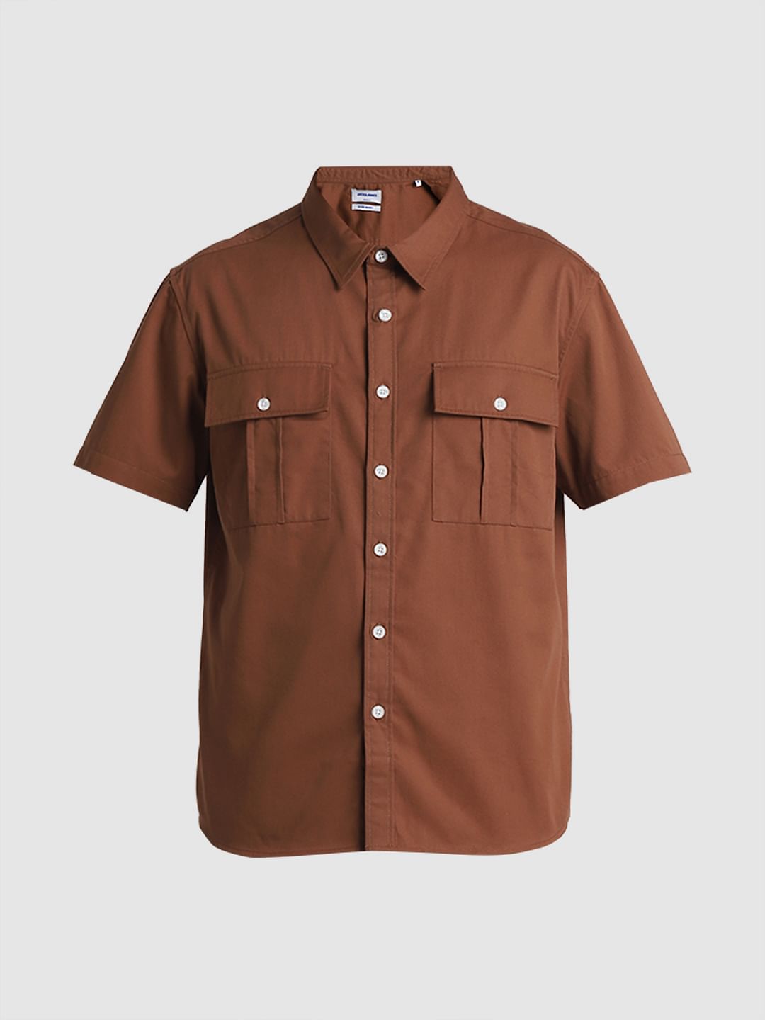 Brown Oversized Short Sleeves Shirt