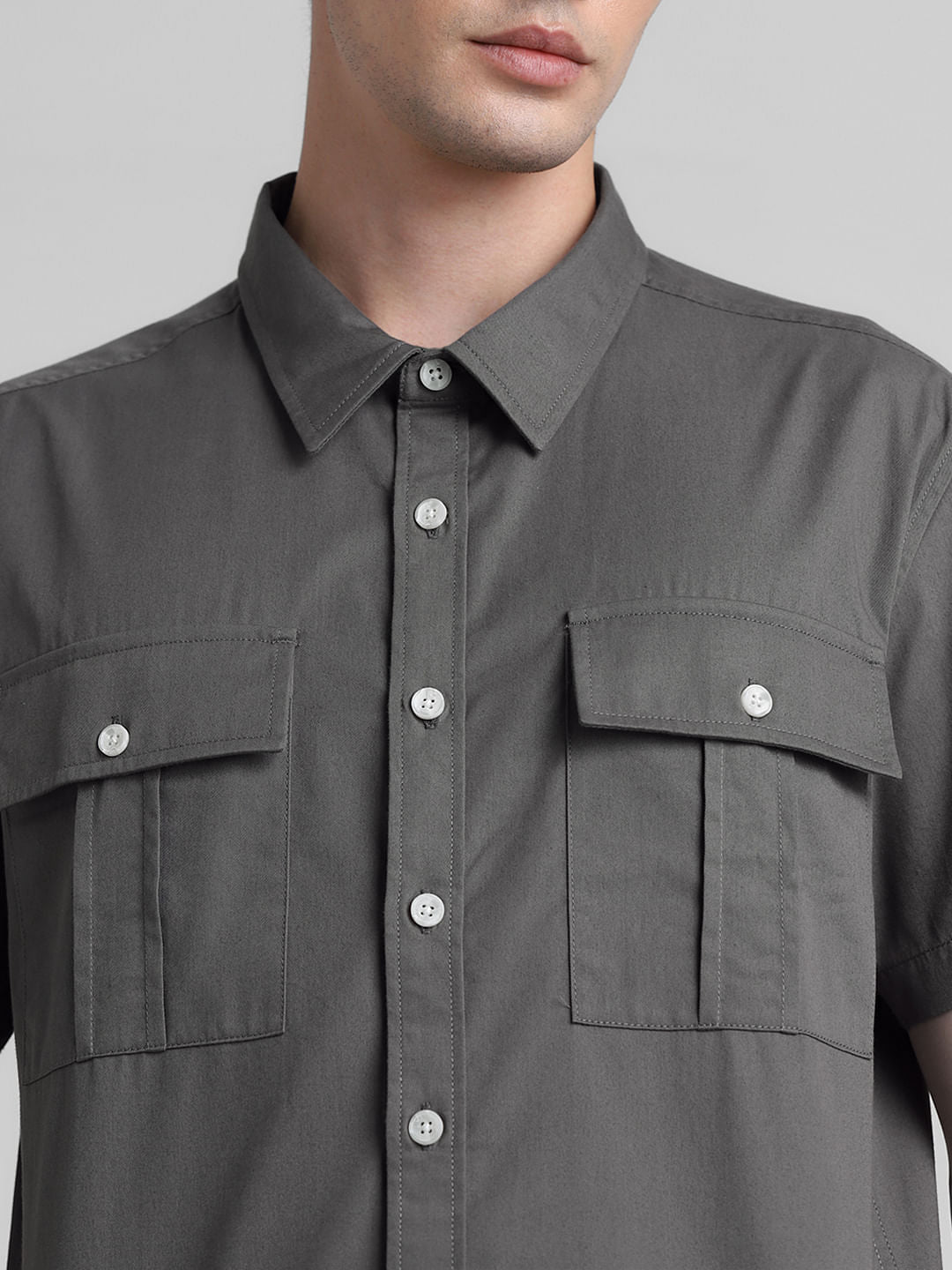 Dark Grey Oversized Short Sleeves Shirt