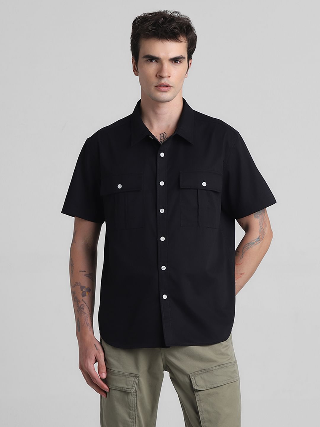 Black Oversized Short Sleeves Shirt