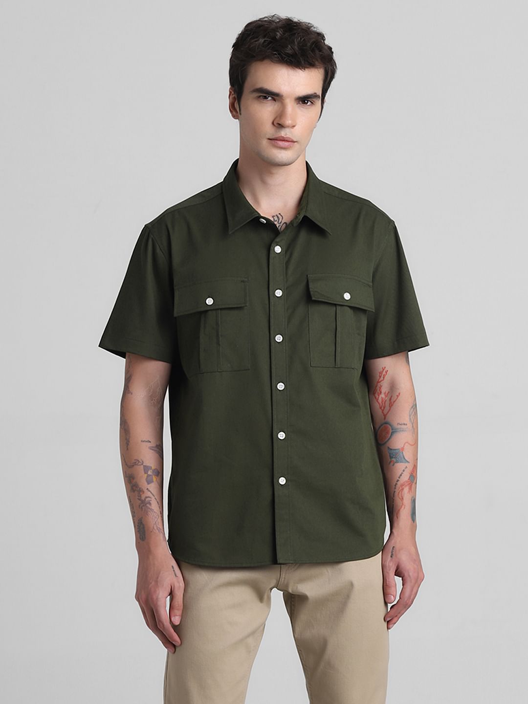Green Oversized Short Sleeves Shirt
