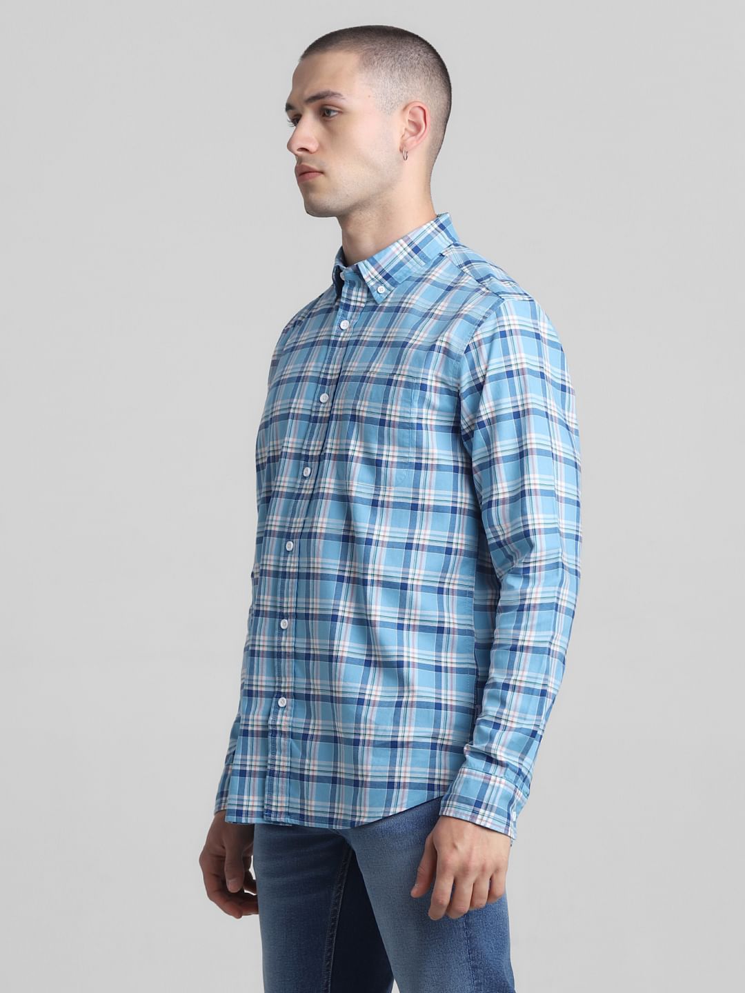 Light Blue Check Full Sleeves Shirt