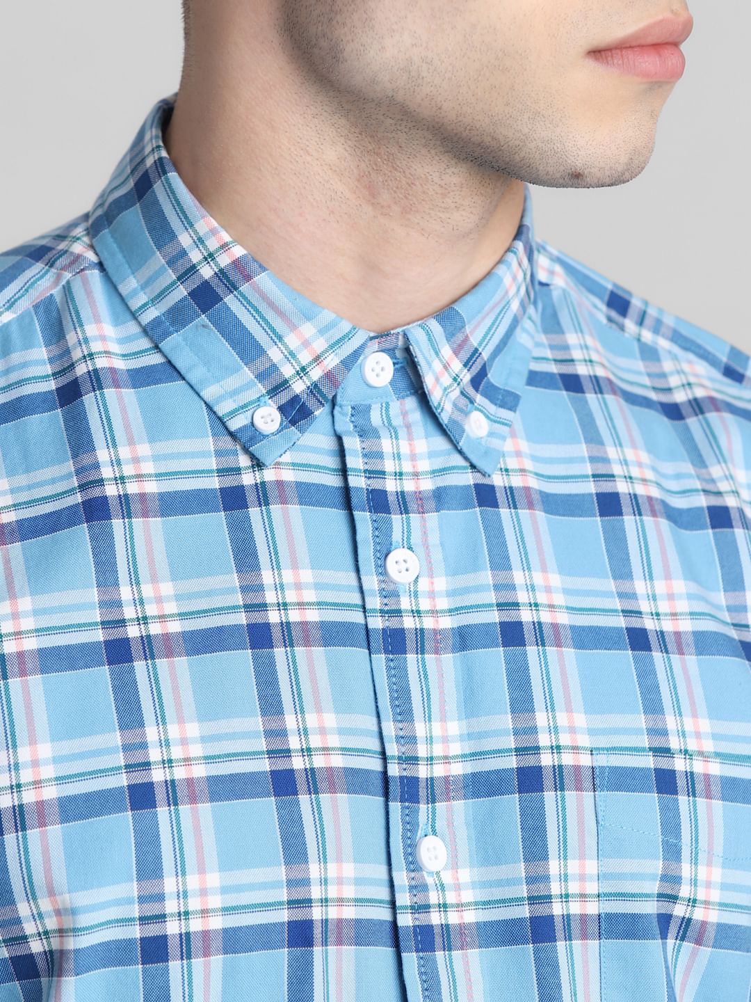 Light Blue Check Full Sleeves Shirt
