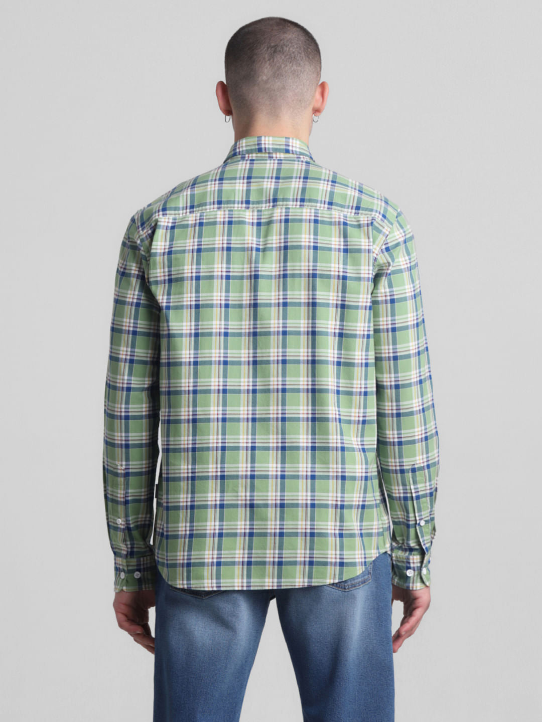 Light Green Check Full Sleeves Shirt