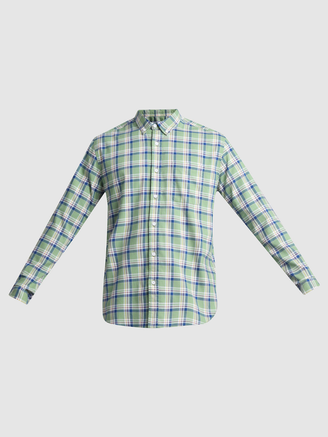 Light Green Check Full Sleeves Shirt