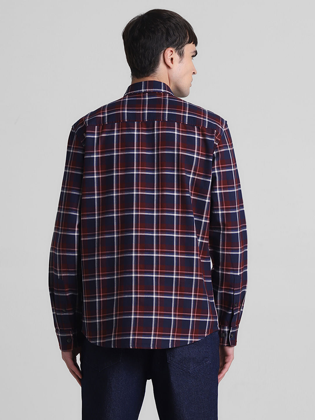 Maroon Cotton Check Full Sleeves Shirt