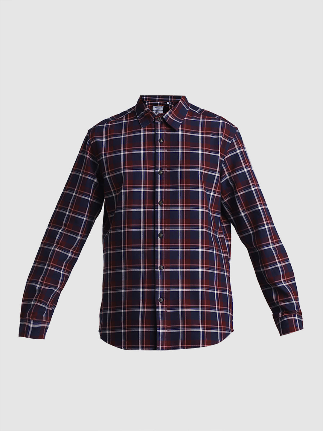 Maroon Cotton Check Full Sleeves Shirt