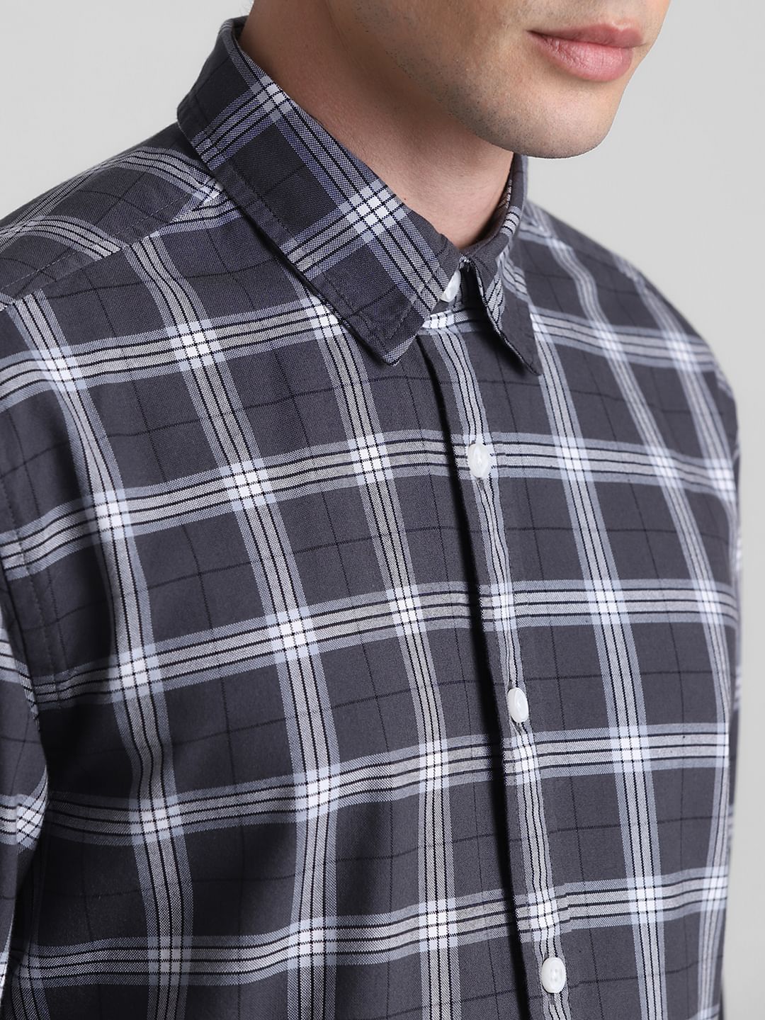 Grey Check Full Sleeves Shirt