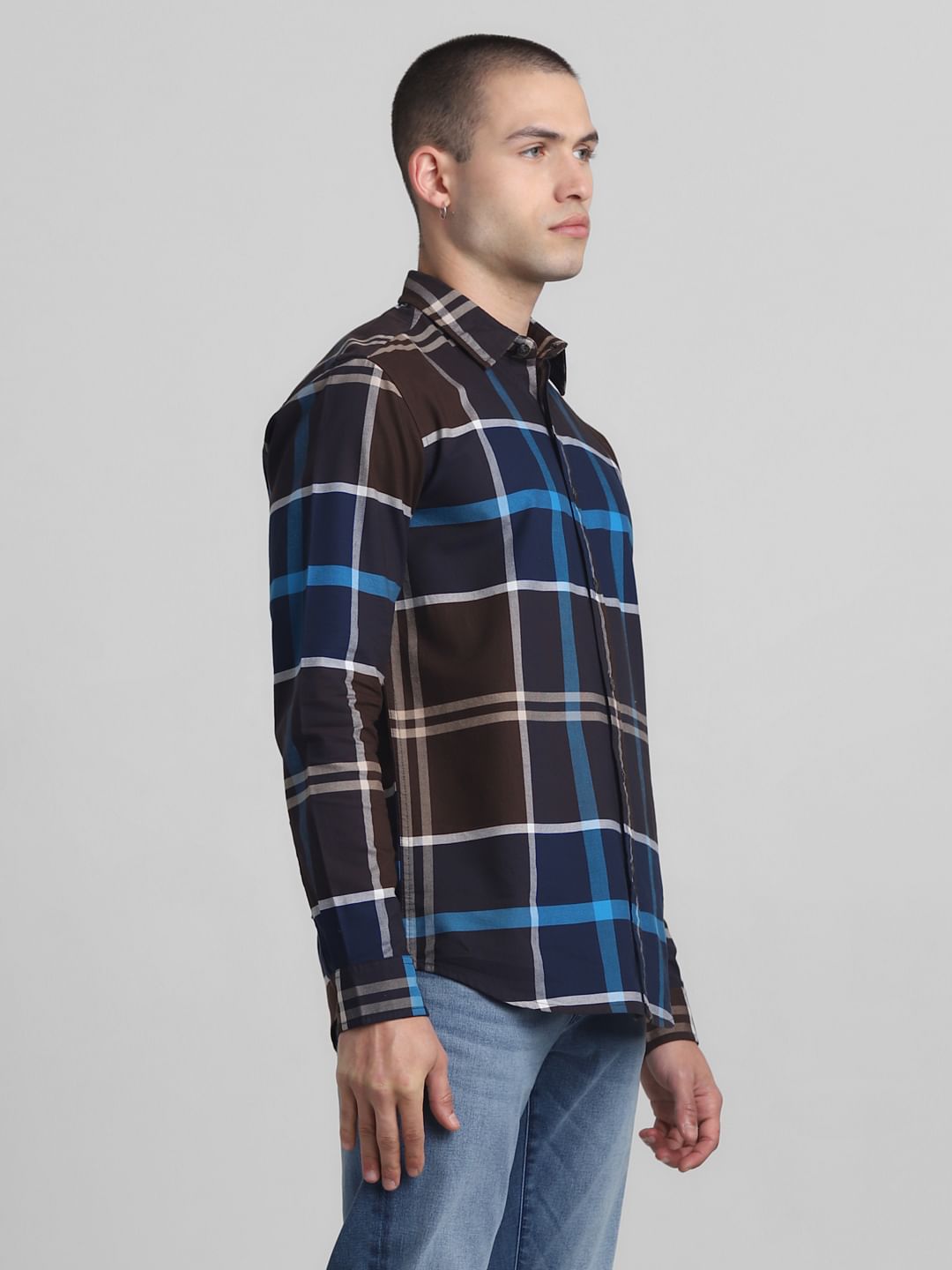 Brown Check Full Sleeves Shirt