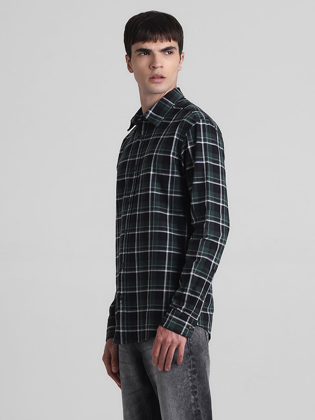 Green Check Full Sleeves Shirt