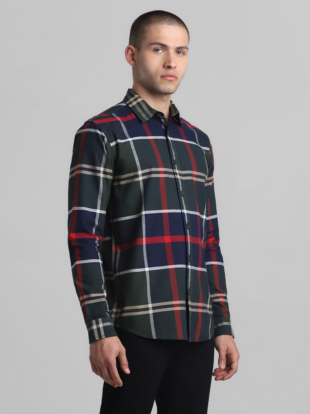 Green Check Full Sleeves Shirt