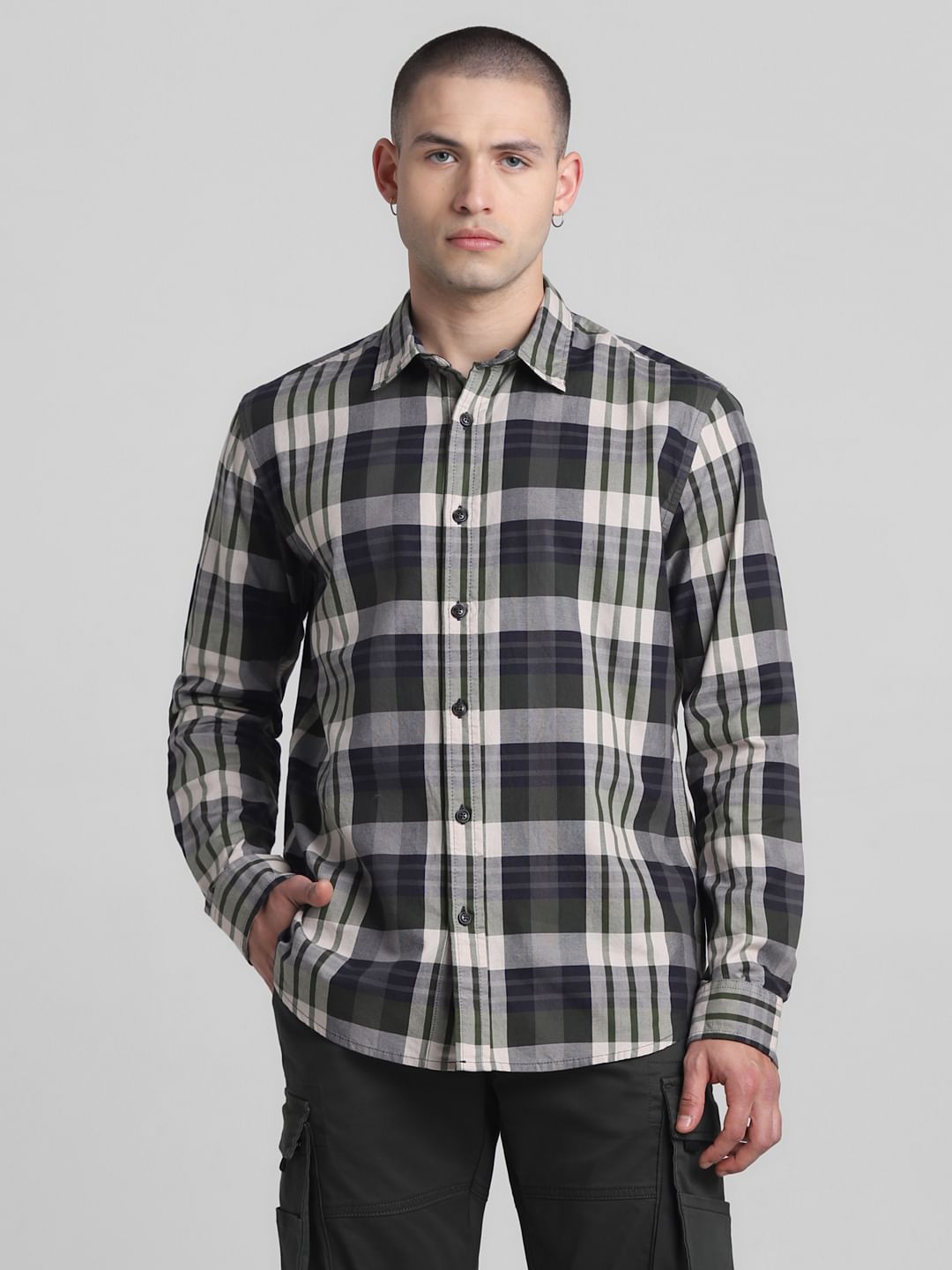 Green Check Full Sleeves Shirt