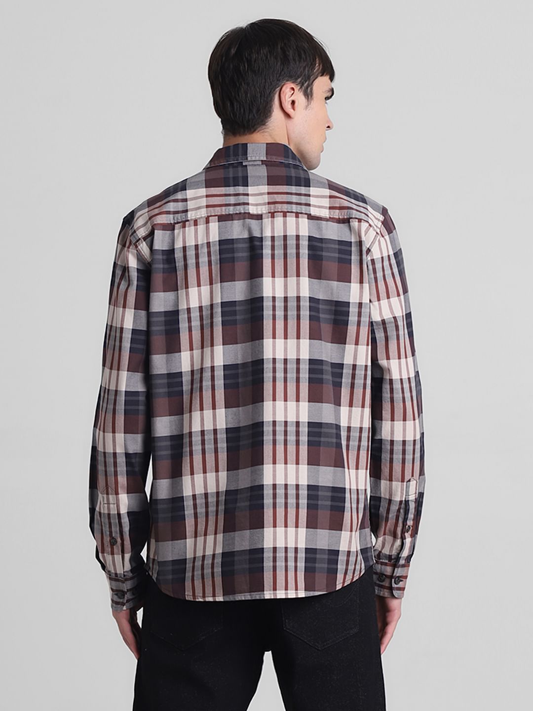 Brown Check Full Sleeves Shirt