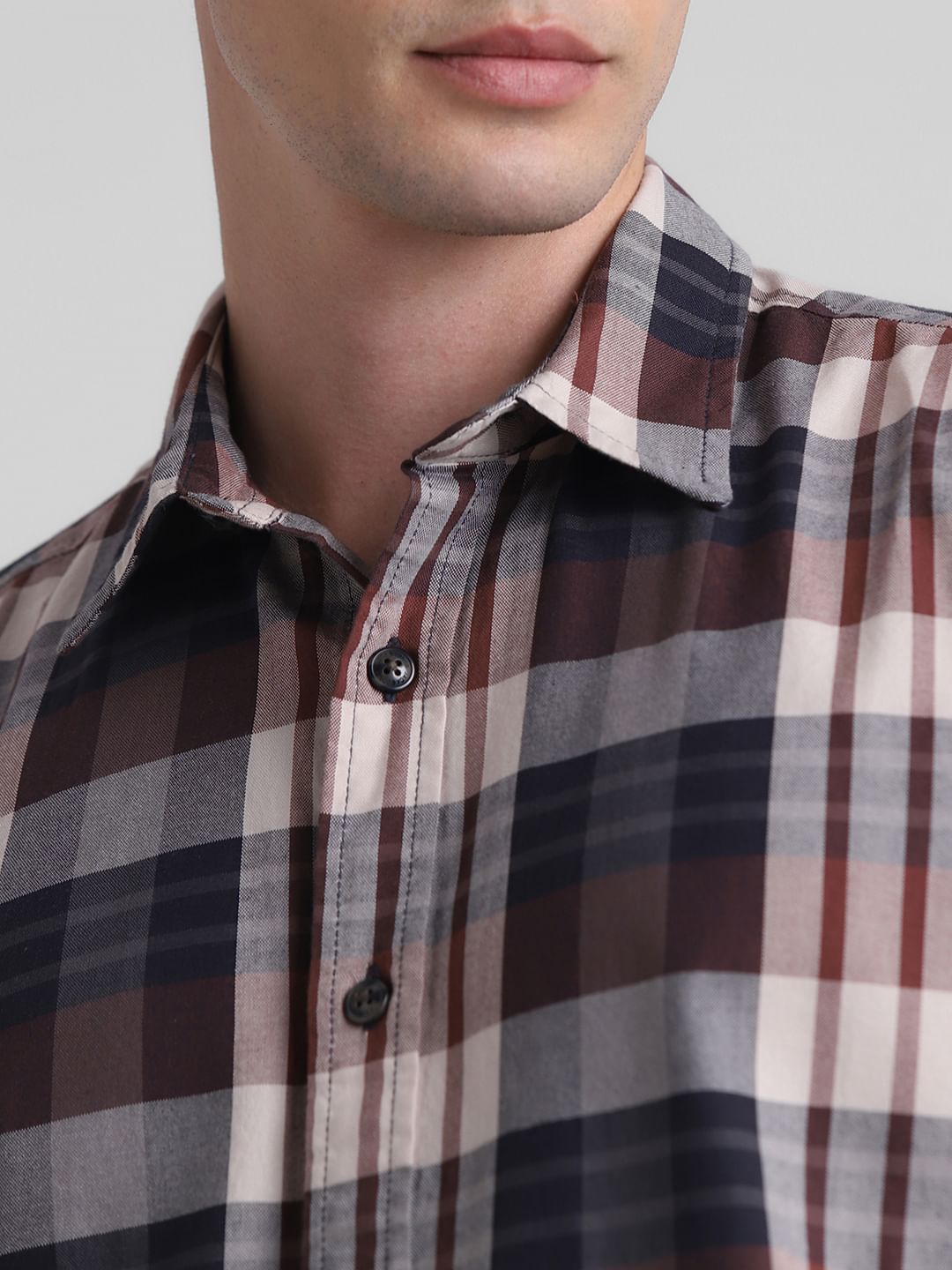 Brown Check Full Sleeves Shirt
