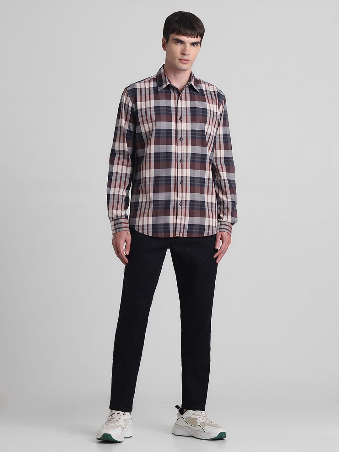 Brown Check Full Sleeves Shirt