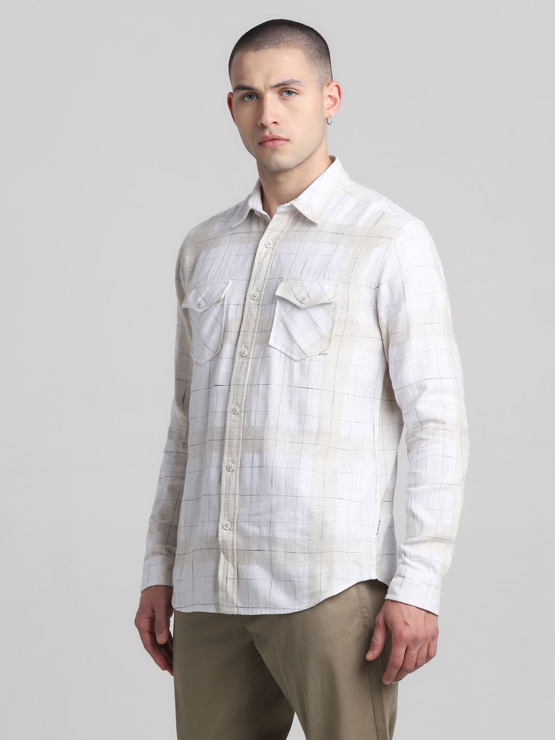 White Check Full Sleeves Shirt