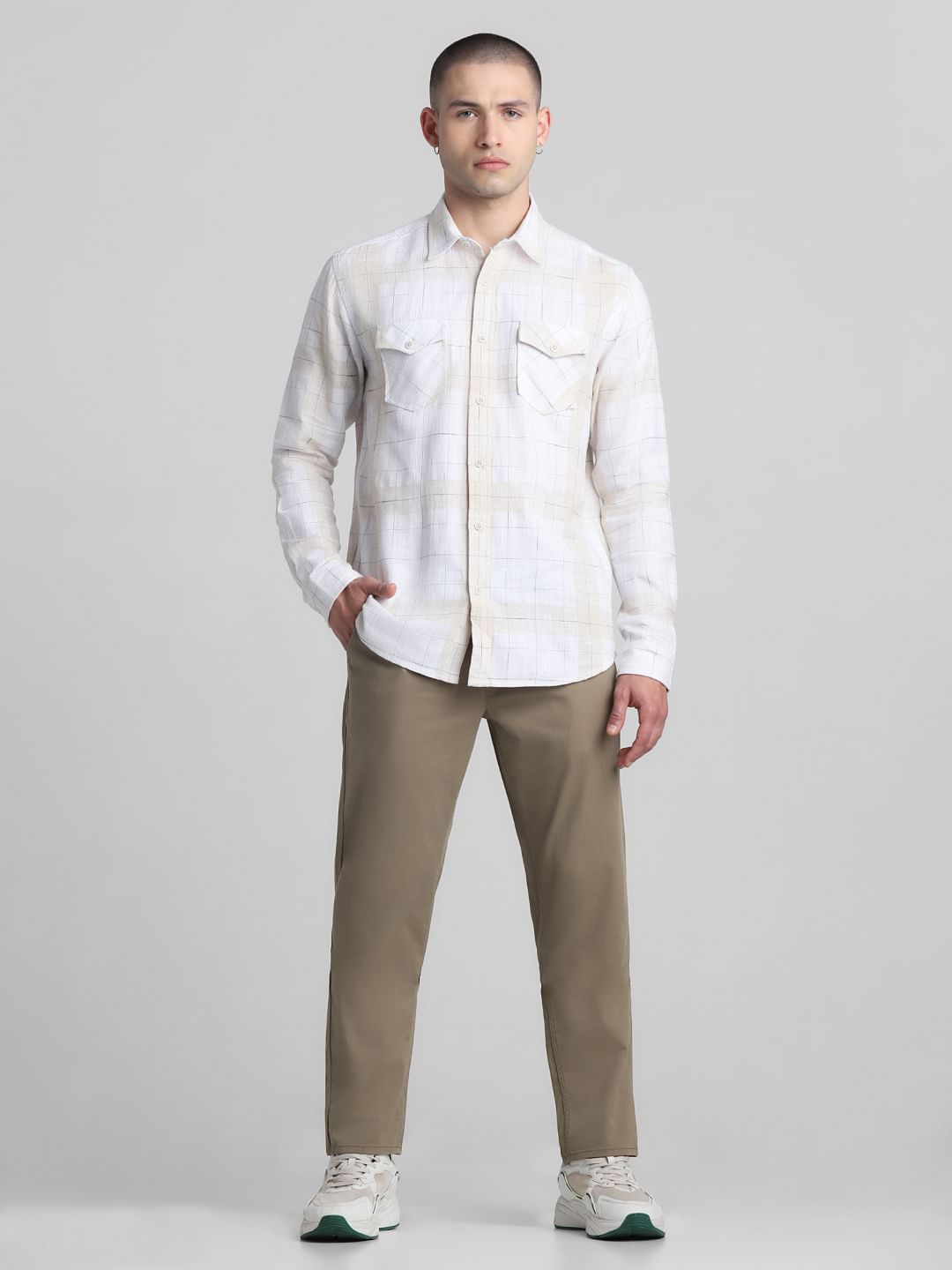 White Check Full Sleeves Shirt