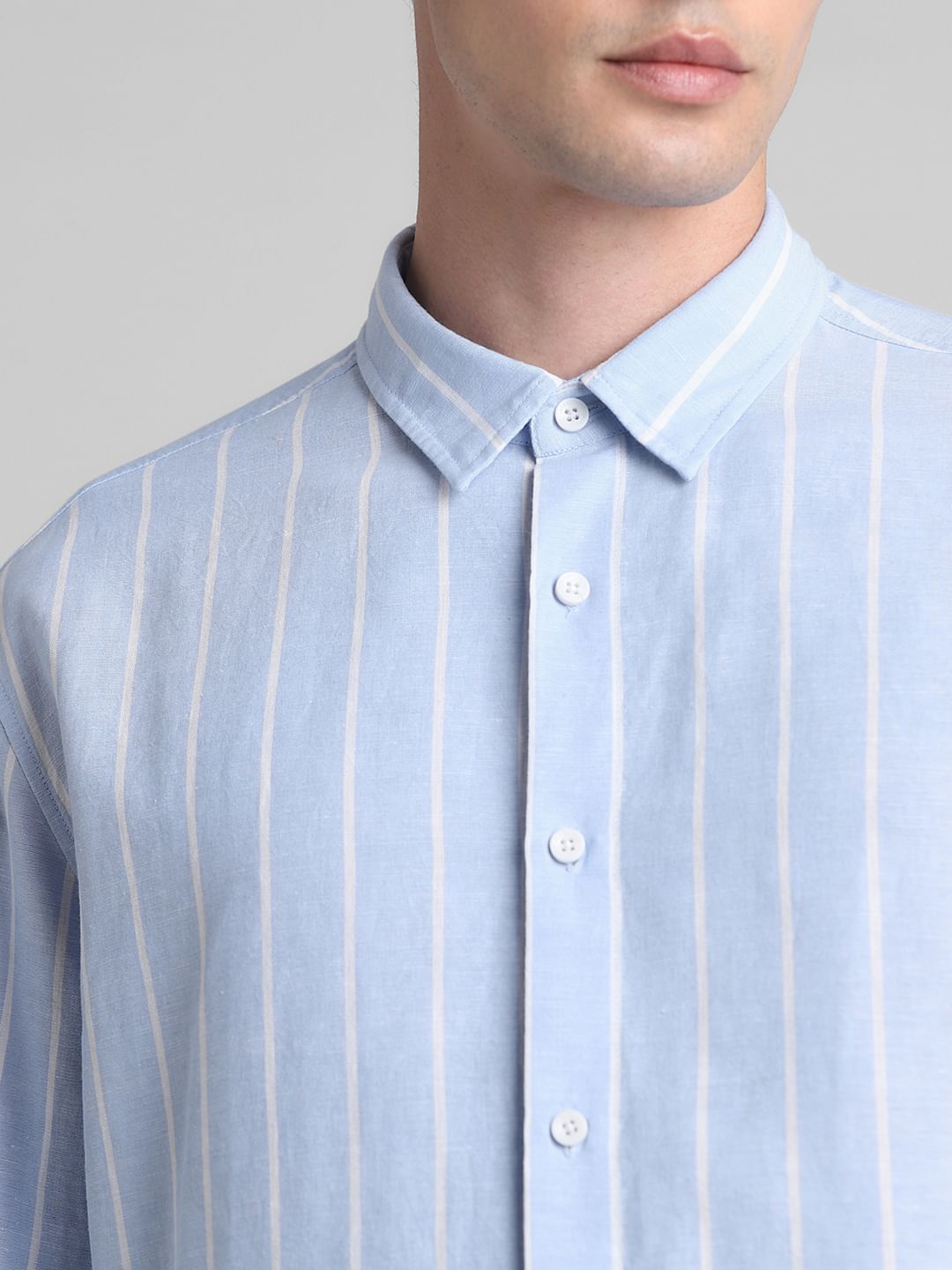 Blue Striped Full Sleeves Shirt